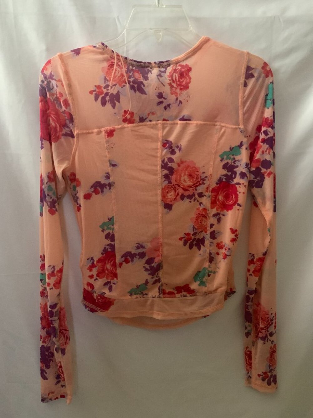 FREE PEOPLE Betty's Garden Mesh Top in Peach Sz MEDIUM - Picture 3 of 3